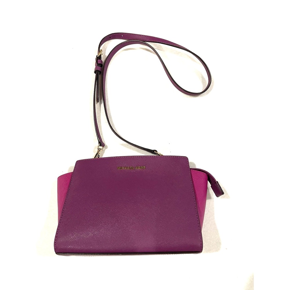 michael kors handbag crossbody used purple leather - Picture 8 of 8